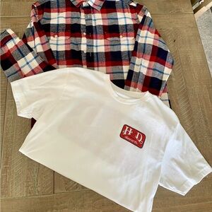 Hammer Down Tee Med & Goodfellow Flannel Sz Lrg Red White